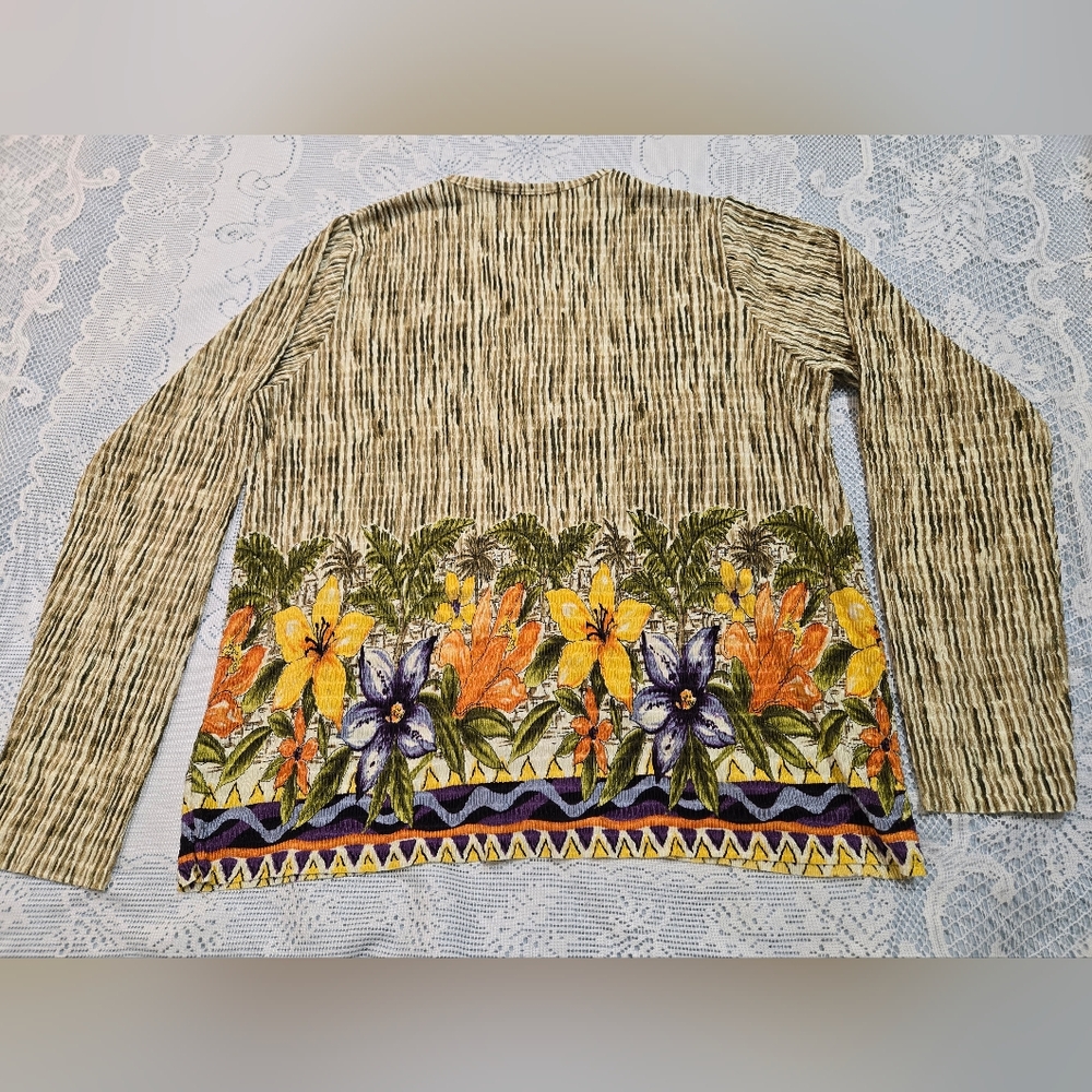 Pleat Pleat by Rafael Stretch Button Cardigan Floral Size M - Picture 9 of 9